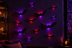 Halloween LED Bats Light Wall Stickers 3D Bat Decorations Set